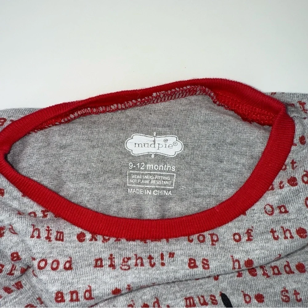 Mud Pie Night Before Christmas Reindeer Print Baby Pajama Set